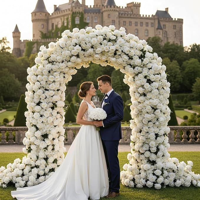 52 PCS White Roses Artificial Flowers, Fake White Roses Bouquet,White Artificial Silk Roses with Stems for Wedding Flowers Decoration, Valentines Day Mothers Day, Bridal Bouquet Roses