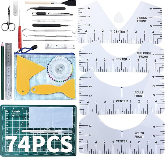 Weeding Tools for Vinyl: 74 Pcs Premium Vinyl Weeding Tools kit, Tshirt-Ruler Guide for Vinyl Alignment, Crafting Tools Craft Vinyl Tools and Accessories for Cameos/Lettering/Cutting/Splicing