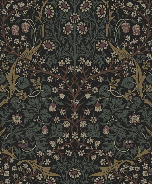 NextWall Seabrook Designs Victorian Garden Floral Vintage Prepasted Wallpaper (Blacksmith & Cliffside)