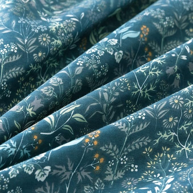 EAVD Botanical Floral Duvet Cover Full Blue Soft Cotton Garden Floral Bedding Set with 2 Pillowcases Vintage Style Botanical Full Duvet Cover with Zipper Closure