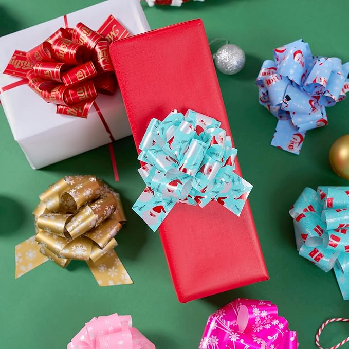 JOYIN 24 PCS Christmas Ribbon Pull Bow, 5" Gift Wrapping Pull Bow, Xmas Gift Accessory for Christmas Present Wrapping, Party Decorations, Boxing Day Decorations, Holiday Decor