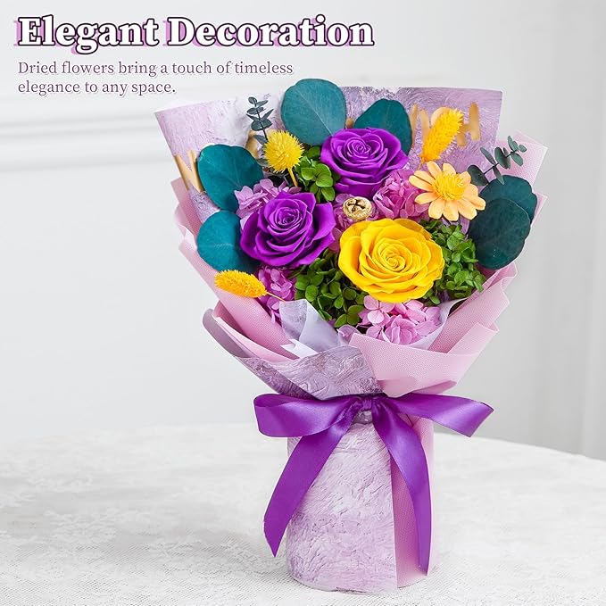 Flowers for Delivery Prime Forever Flowers Preserved Roses Bouquets Purple Flower Birthday Gifts for Women Valentine's Day Mothers Day Graduation