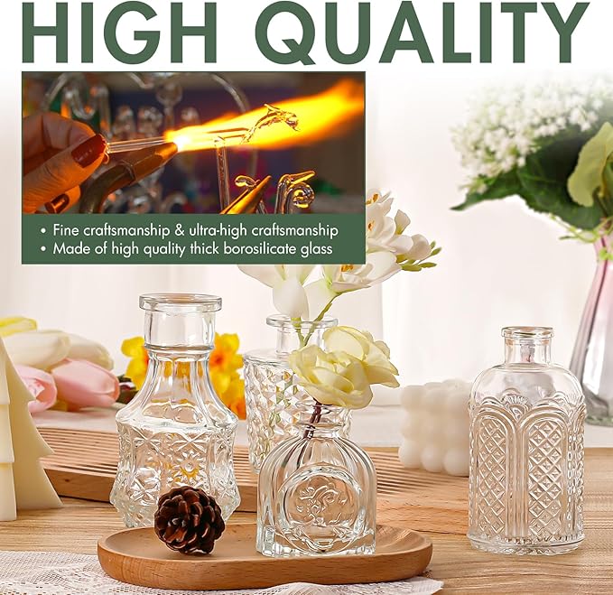 Arme Bud Vase Set of 45, Clear Bud Vases in Bulk, Mini Glass Vases for Flower, Small Flower Vases for Centerpieces, Vases for Decor, Home Wedding Table Décor