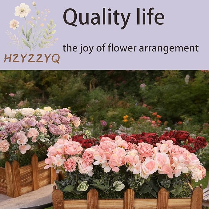 2 Pack Artificial Peony Flowers, Silk Peonies Flowers Fake Peonies Artificial Flowers Peonies Hydrangea Bouquet for Centerpiece Table Wedding Party Home Decor (2, Pink + White)