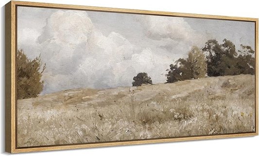 SIGNFORD Extra Large Framed Canvas Print Wall Art Rustic Countryside Landscape Illustrations Modern Art Relax/Calm Warm for Living Room, Bedroom, Office - 60"x30"