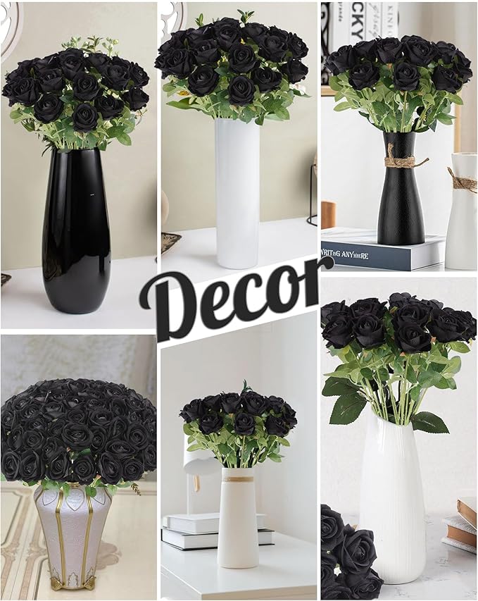 50PCS Artifical Flowers Bulk, Realistic Roses Bouquet with Long Stem for DIY, Wedding and Home Decor