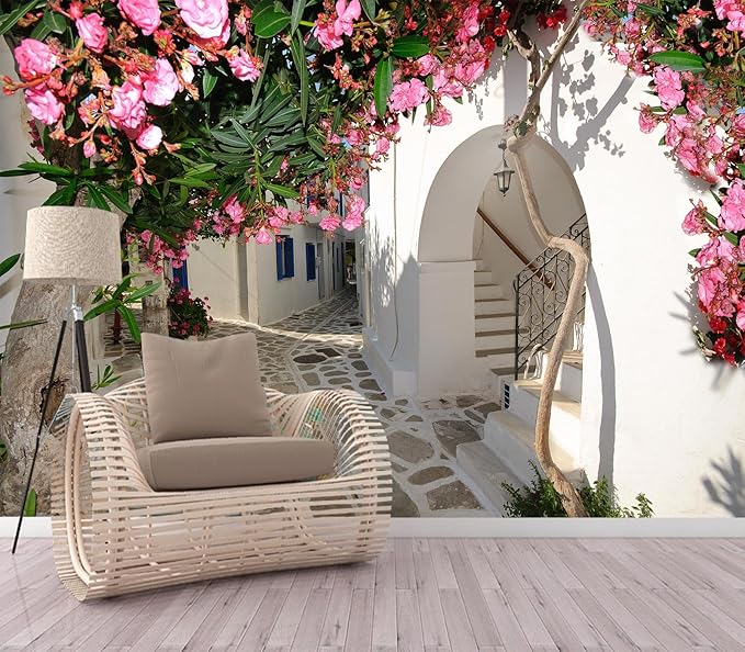 Eierme-Quiet Traditional Backstreet in Chora Town on Amorgos Island Cyclades Greece Peel and Stick 90" x 67"