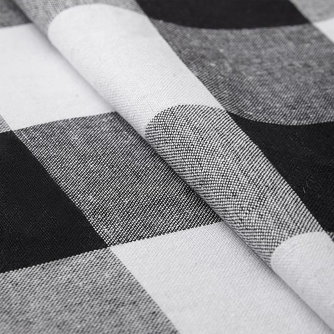 Encasa XO Cotton Dining Table Runner | Buffalo Black Checks | Size 13x48 in - Machine Washable & Durable