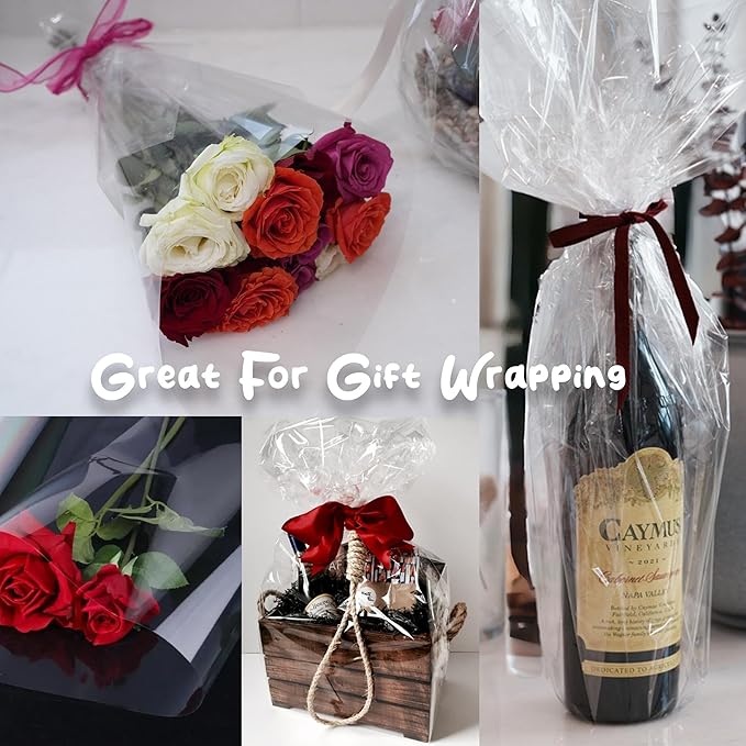 Craft And Party Clear Cellophane Wrap, 30" X 100ft - Gift Wrap Roll