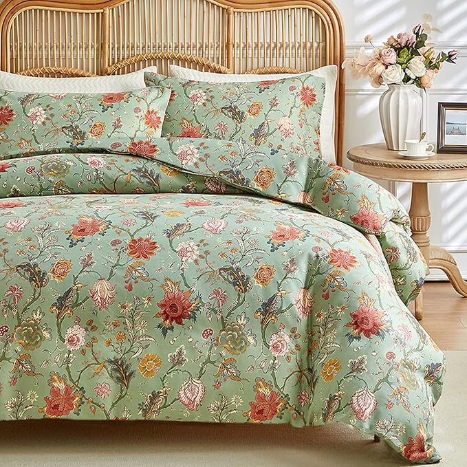 HighBuy Sage Green Paisley King Comforter Set Chic Floral Comforter with 2 Pillowcases Lightweight Aesthetic Bedding Comforter Set Luxury Soft for All Season