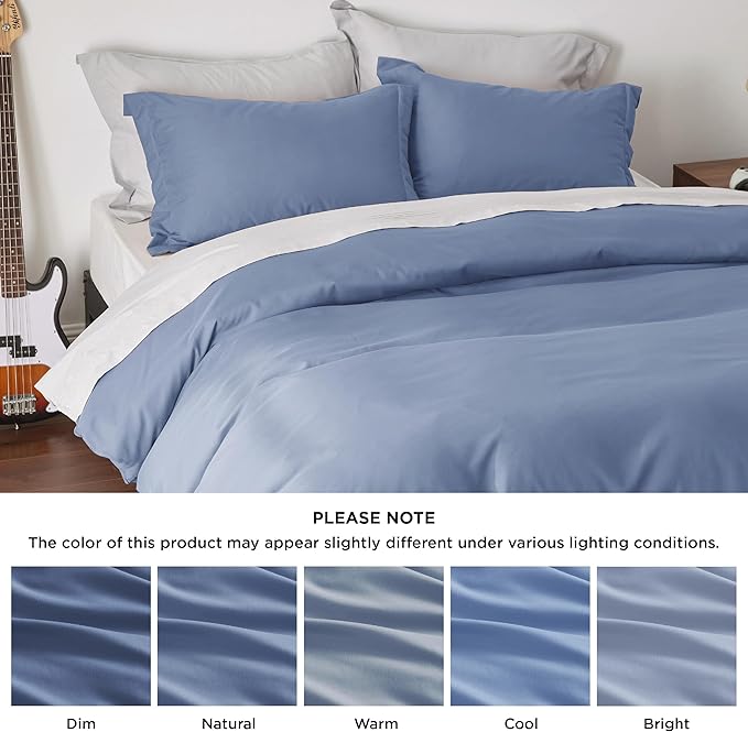 Bedsure Duvet Cover Full Size - Soft Double Brushed Bedding Set for Kids & Adults, Zipper Closure, 3 Pieces, Includes 1 Duvet Cover (80"x90") & 2 Pillow Shams, NO Comforter, Slate Blue