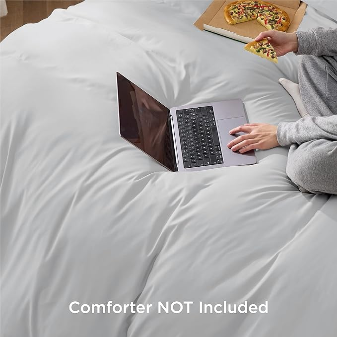 Bedsure Duvet Cover Queen Size - Soft Double Brushed Bedding Set for Kids & Adults, Zipper Closure, 3 Pieces, Includes 1 Duvet Cover (90"x90") & 2 Pillow Shams, NO Comforter, Silver Grey