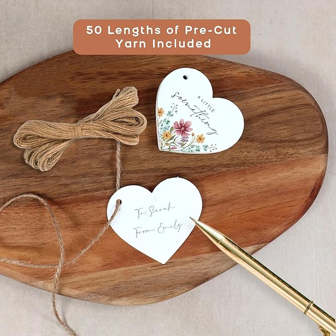 50 Heart Thank You Gift Tags with String Attached, Small Thank You for Celebrating with Us Gift Bag Tags for Presents and Personalized Party Favors - Baby Shower, Wedding, Bridal Shower, Birthday