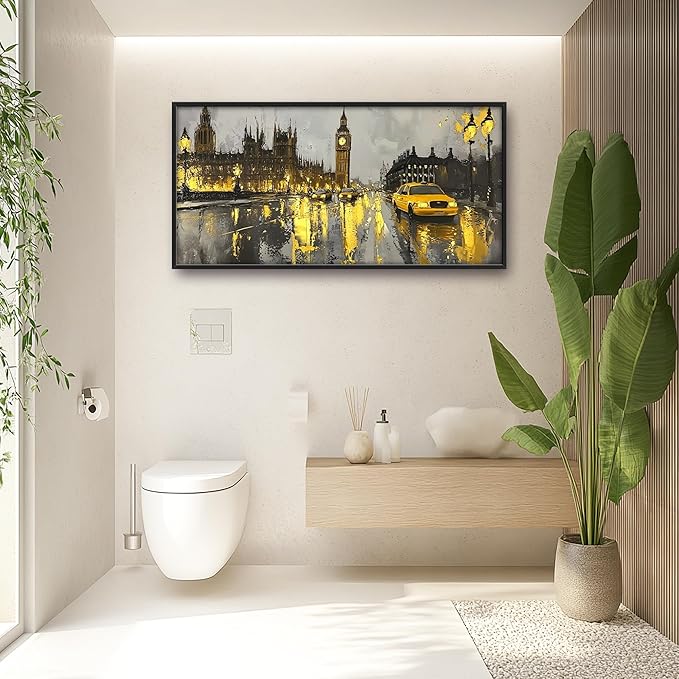 London City Large Wall Art Framed Wall Decor for Living Room, Big Ben Pictures Oversized Canvas Print Painting Modern Extra Large Framed Artwork for Bedroom Office Home Decor 60"x30"