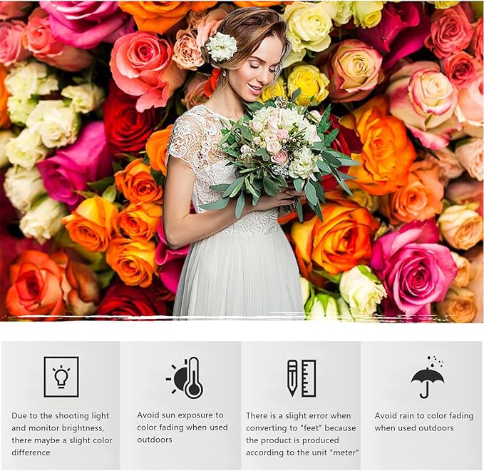 YongFoto 10x8ft Vinyl Flower Backdrop Lush Blossom Red Orange Floral Beautiful Photography Background for Couples Wedding Anniversary Marriage Ceremony Mother's Day Portrait Photo Studio Props