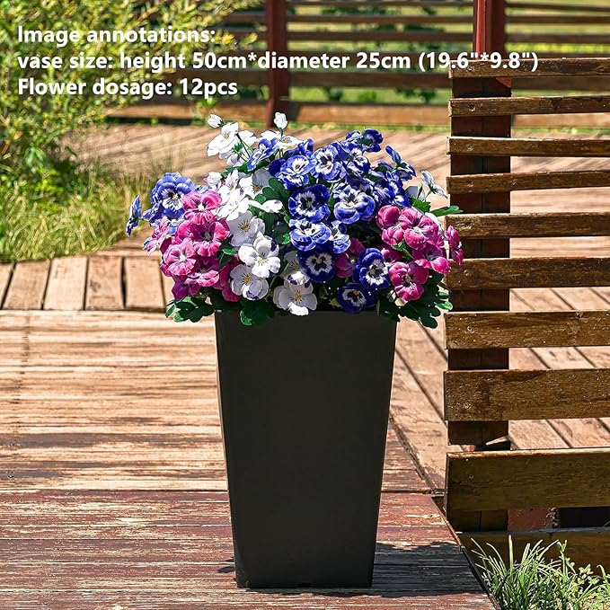QIANYUN Fake Flowers-12in Pansy Small Wild Flower Daisy 6 Bundles Faux Plastic Purple Flowers for Home Wedding Kitchen Garden Table Centerpieces Indoor Outdoor Decor (Red White Blue)