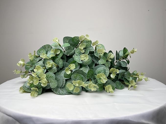 50pcs Eucalyptus Leaves Simulate Green Plants, Wedding Home Office Center Flower Decoration, Vase Flower Arrangement DIY (Silver Dollar Eucalyptus Leaves)