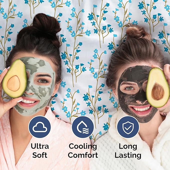 Floral Sheets - Blue Floral Bed Sheet Set - 1 Flat, 1 Fitted & 2 Pillowcases w/ Deep Pockets - Comfy, Wrinkle & Fade Free - Boho Botanical Bedding - Ultra-Soft, Breathable & Cooling - Full Size Set