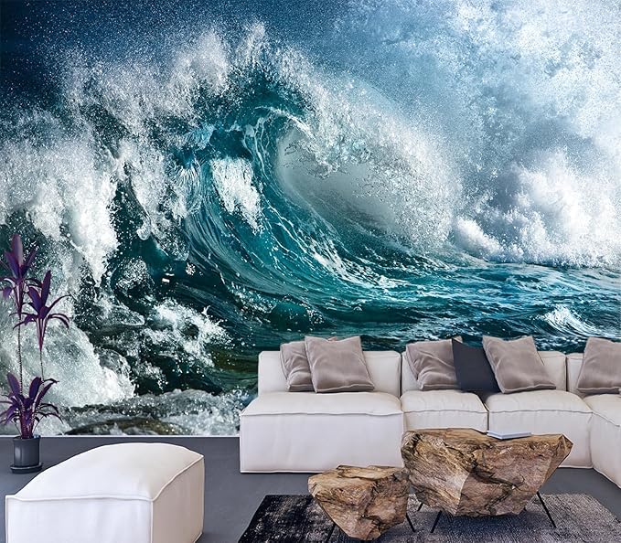 Cliouar-Ocean Mural Wallpaper Peel and Stick 160" x 114"