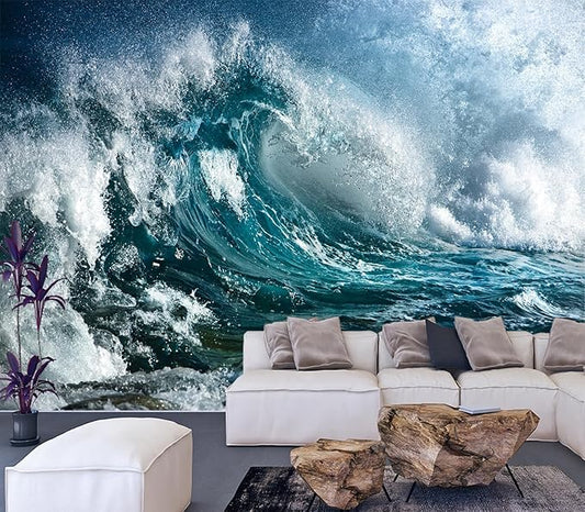 Cliouar-Ocean Mural Wallpaper Peel and Stick 137" x 102"