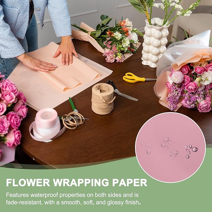 PATIKIL 22.8 x 22.8 Inch Flower Wrapping Paper, 20 Pcs Iridescent Double Sided Florist Bouquet Packaging Waterproof Florist Supplies DIY Crafts Gift Packaging Gift Box Wedding, Purple