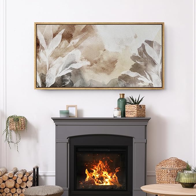 SIGNFORD Extra Large Framed Canvas Print Wall Art Whispers of Nature an Abstract Watercolor Illustrations Modern Art Relax/Calm Warm for Living Room, Bedroom, Office - 60"x30"