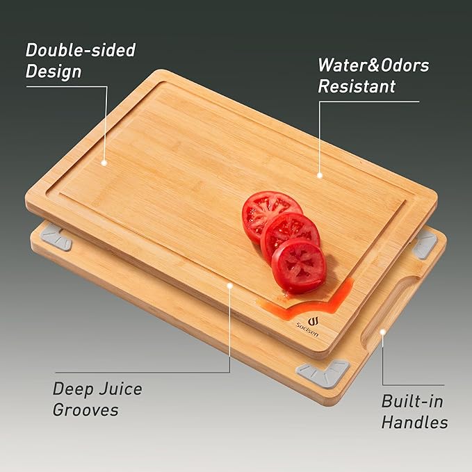 Bamboo Cutting Board Set Non Slip Feet with Holder Over Sink Kitchen Gadgets Seller 2025 First Apartment Must Haves Things Stuff Accessories House Warming Decor Housewarming Hostess Host Gifts