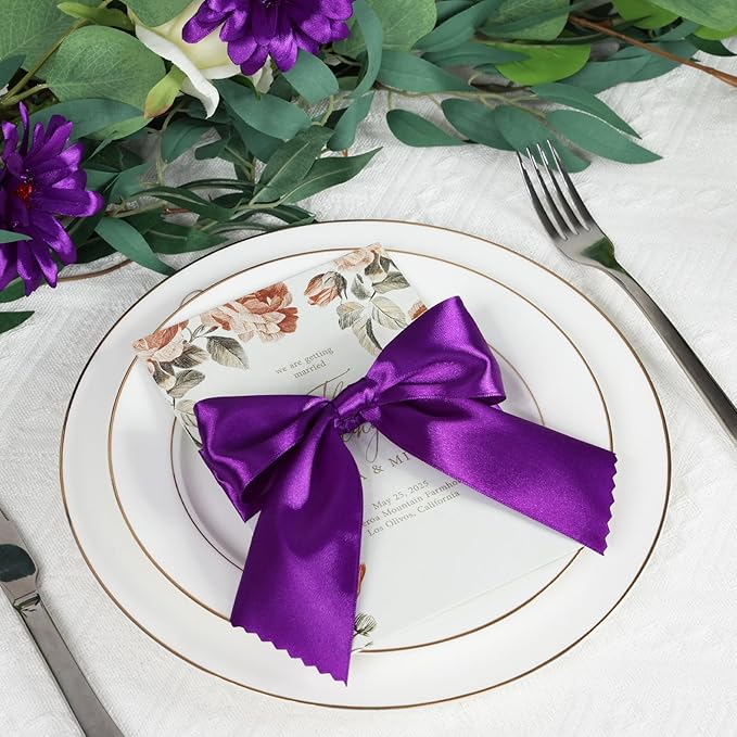 Purple Ribbon 1-1/2 Inch, 60 Yards Purple Satin Ribbon for Gift Wrapping, Fabric Ribbon for Flower Bouquet Crafts Wedding Christmas Halloween