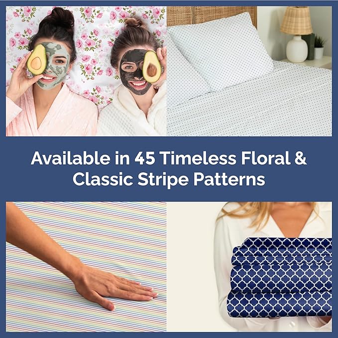 Floral Sheets - Yellow Floral Bed Sheet Set - 1 Flat, 1 Fitted & 2 Pillowcases w/ Deep Pockets - Comfy, Wrinkle & Fade Free - Boho Botanical Bedding - Ultra-Soft, Breathable & Cooling - King Size Set