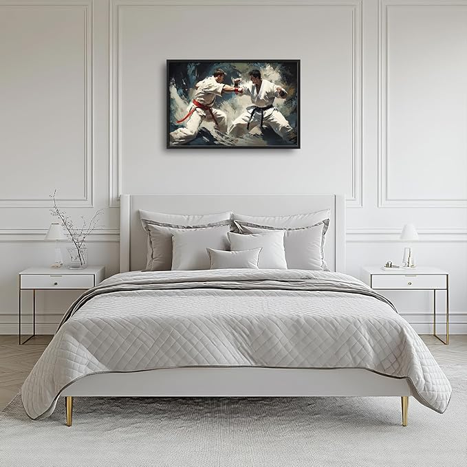 Karate Wall Art Large Sports Pictures Wall Decor Taekwondo Oversize Canvas Prints Painting Framed Artwork Home Decoration Gifts for Gym Bedroom Living Room Office 36"x24"