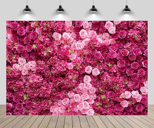 5ftx4ft Rose Wall Background Rose Photo Backdrops Spring Party Tea Party Flowers Backdrop Girls Birthday Pink Princess Party Wedding Bridal Shower Pink Floral Anniversary Ceremony Decor