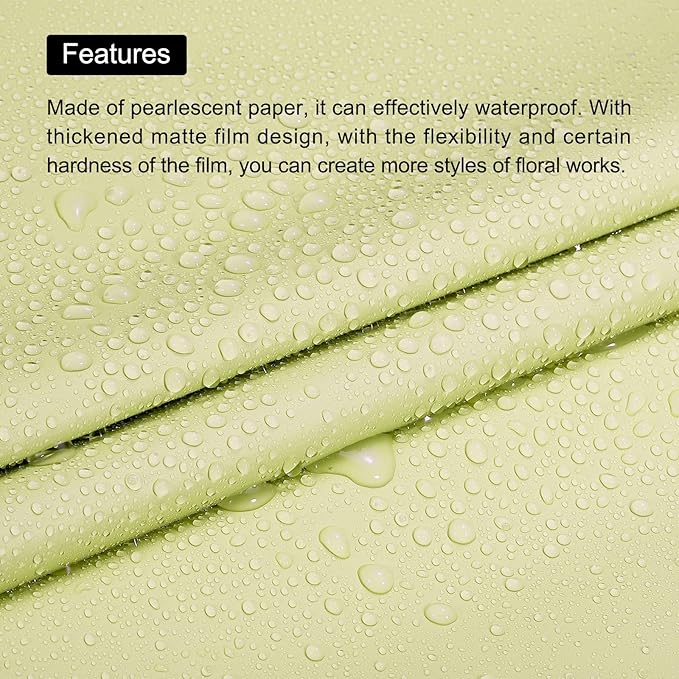 MECCANIXITY 20 Pcs Flower Wrapping Paper 22.8x22.8 Inch Waterproof Florists Wrapping Paper for Florist Bouquet Supplies, DIY Crafts, Gift/Gift Box Packaging Milk Green