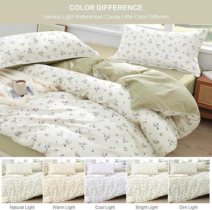 SAPHREAS Botanical Purple Flower Duvet Cover Set Full Size Purple Floral White Bedding Comforter Cover Set 100% Cotton 1 Duvet Cover 90"x80" 2 Pillow Shams, Comforter Not Included