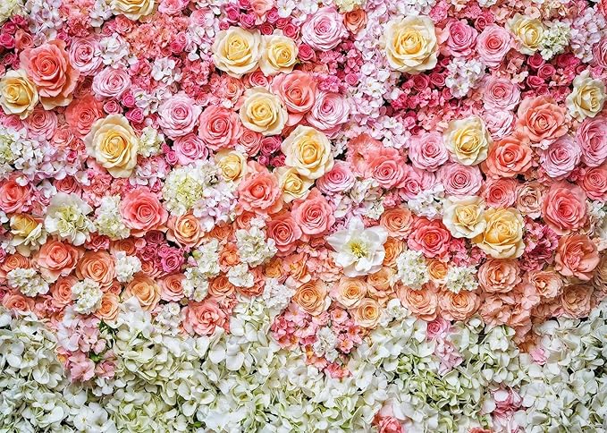 8 x 6 ft Flower Backdrop for Photography Pink Floral Flowers Girls Birthday Baby Shower Mother's Day Wedding Photo Background Cake Table Decoration Supplies Studio Props Banner