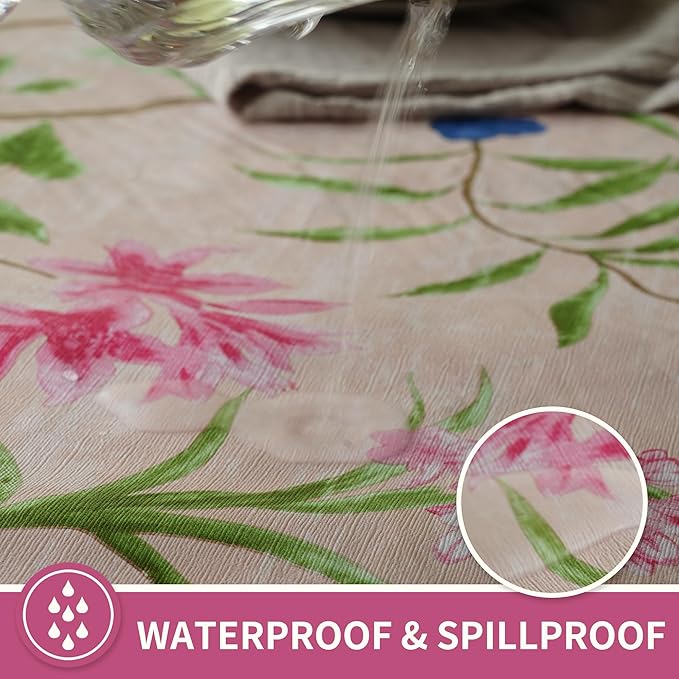 Rectangle Table Cloth,100% Waterproof Tablecloth Oil Proof Spill Proof Vinyl Table Cloth, Wipe Clean Plastic Table Cover for Dining, Camping, Indoor and Outdoor 54" x 84",Pink