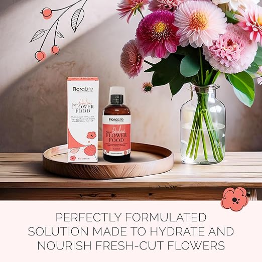 FloraLife Fresh-Cut Flowers Care Kit - Nutrition, Hydration, & Cleaning Solution with Cutting Shears