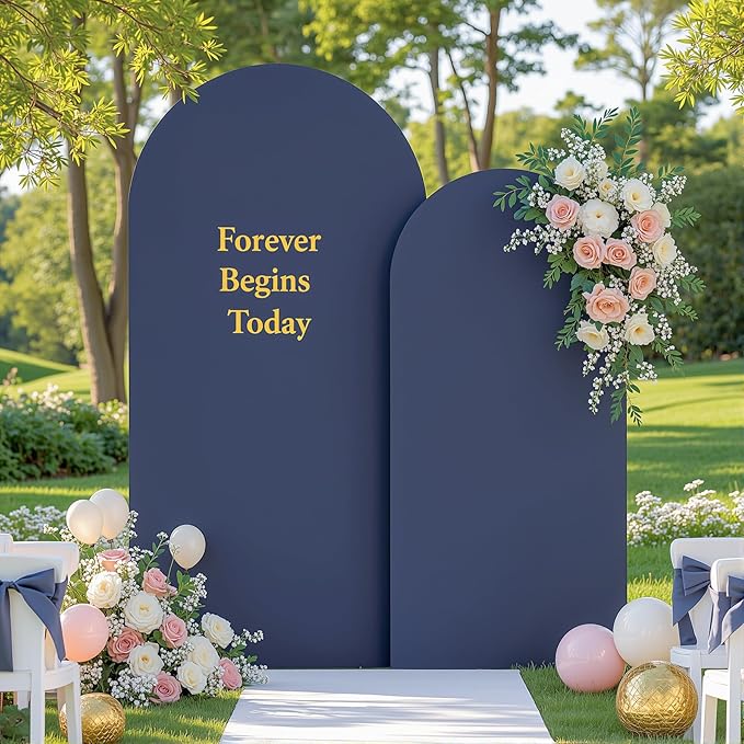HB HBB MAGIC Navy Blue Arch Backdrop Cover Set of 2 Navy Blue Arch Cover 7.2 and 6ft Wedding Arch Cover Stretchy Backdrop Bridal Baby Shower Birthday Party Arches Stand Covers Spandex