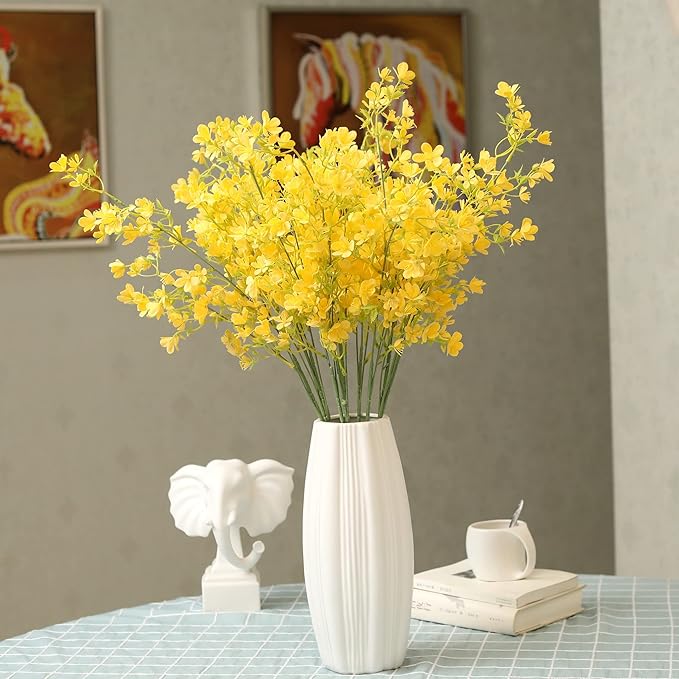 Grand Verde 29” Yellow Plastic Flowers Artificial Bouquet Faux Greenery Long Stems for Tall Vase, DIY Crafts Home Decoration, Bulk 5pcs