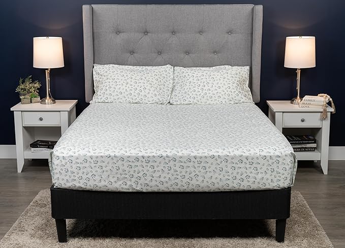 MyPillow Giza Dreams Bed Sheets, 100% Certified Giza Egyptian Cotton, Deep Pocket, Sateen Weave [Twin XL, Blue Green Floral]