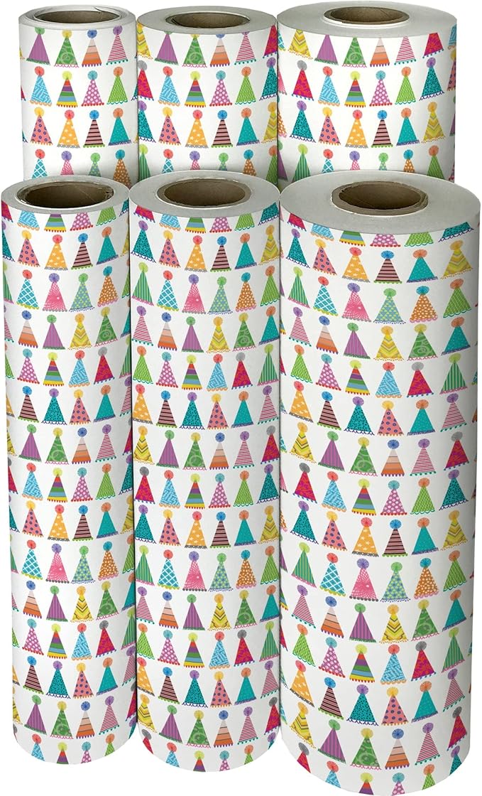 Jillson Roberts Bulk Gift Wrap, Everyday Gift Wrapping Supplies, Party Hats, 1/2 Ream 417 feet x 30 inches