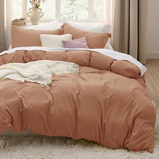 Bedsure Taupe Duvet Cover King Size - 3 Pieces Prewashed Cotton-Like Extra Soft Bedding Set, Includes 1 Duvet Cover 104x90 Inches with Zipper Closure & 2 Pillow Shams, Comforter Not Included