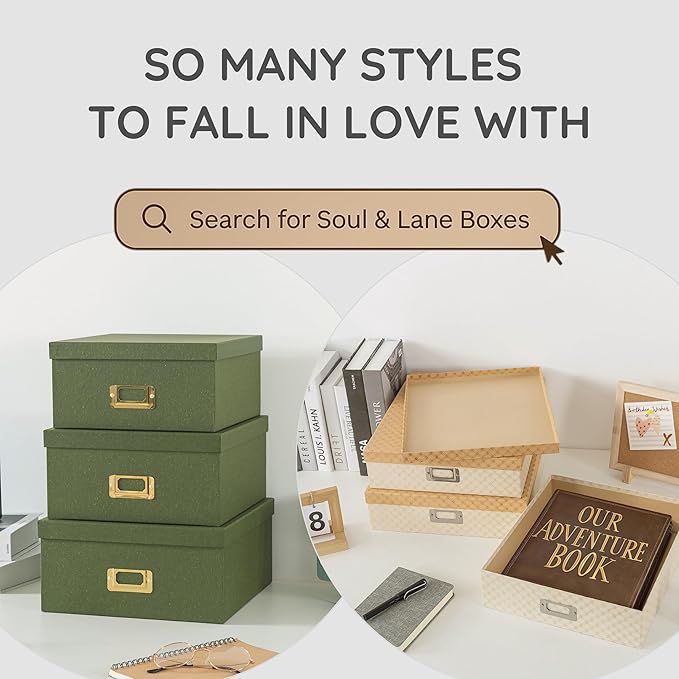 Soul & Lane Decorative Storage Cardboard Boxes with Lids | Enchanted Garden - Set of 3 | Bold Dark Moody Paperboard Nesting Boxes