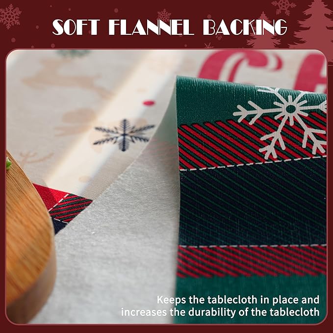 Christmas Rectangle Table Cloth,100% Waterproof Tablecloth,Christmas Decorations for Home, Vinyl Tablecloth Plastic Table Cover for Party，Picnic,Dining,Outdoor 52" x 70",Crimson Checked