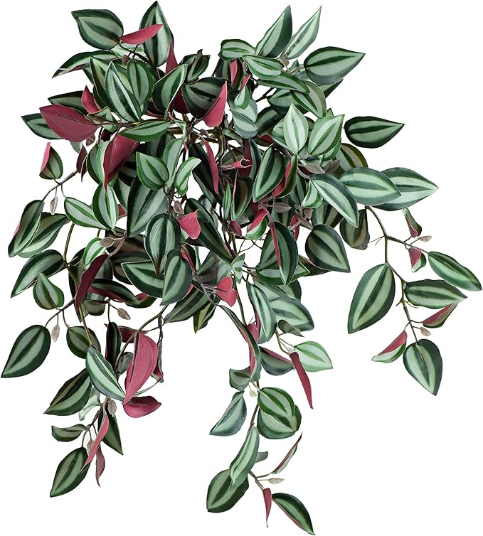 FiveSeasonStuff Real Touch Artificial Hanging Foliage Plant Tradescantia Zebrina House Plants 2 Stems
