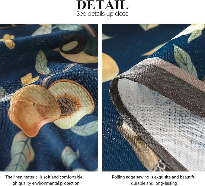 Linen Square Blue Tablecloth,Wrinkle Resistant French Vintage Tablecloth Print with Foral,Decor Table Cloth for Thanksgiving,Dining Room,Home,Kitchen 55" × 55"-DeweyA Blue