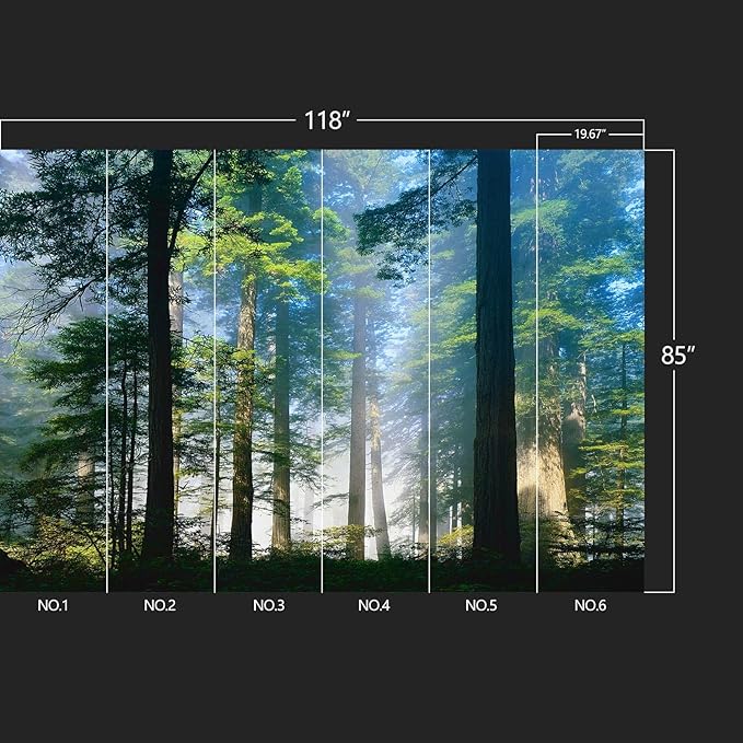 Forest Landscape Wall murals Woodland Tree Peel and Stick Wallpaper for Bedroom Living Room - 85"x118"
