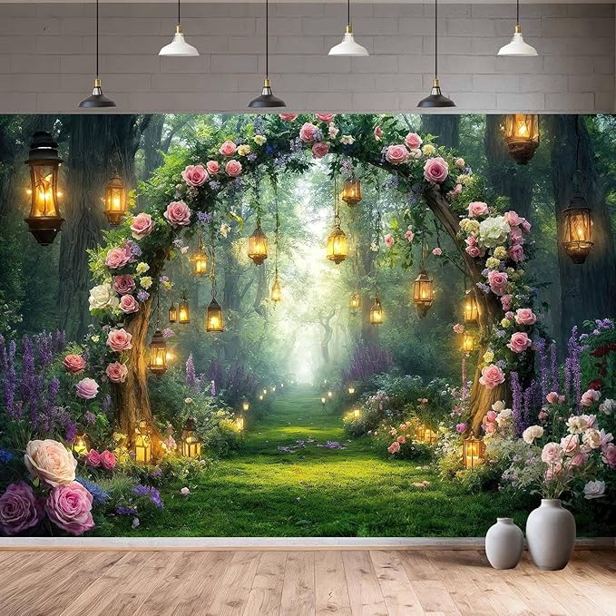 12x10ft Purple Flower Wedding Photography Backdrop Lavender Floral Wedding Bridal Photography Backdrop Anniversary Birthday Baby Shower Girl Party Banner Photo Booth Props Background Wall Decor