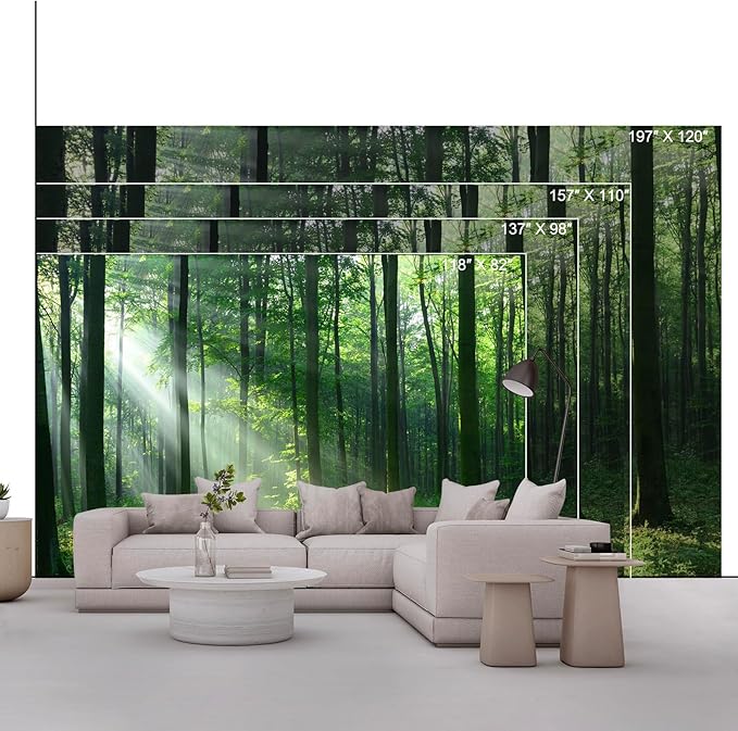 Forest Wall Murals Peel and Stick Forest murals Removable Waterproof Large Wallpaper for Living Room Bedroom(Color-4, 118×82 inch)