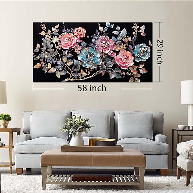 Flowers Canvas Wall Art for Office Colorful Prints Decor for Bedroom Wall Art for Living Room Large Size 29" x 58"