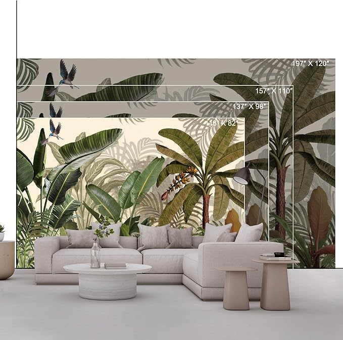 Wall Mural Peel and Stick Vintage Floral Mural- Thick Canvas Waterproof Wallpaper Art for Living Room Bedroom, Large Self-Adhesive Decor (Color-5, 137×98 inch)